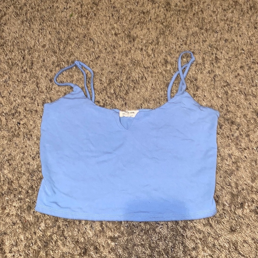 Light blue slit crop top, size small
